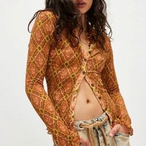 ~ Free People Retro 70s Caught a Feeling Cardi Size Large~